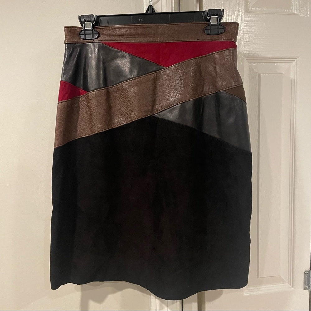 Lillie Rubin vintage 80’s leather and suede skirt size 12 rare
